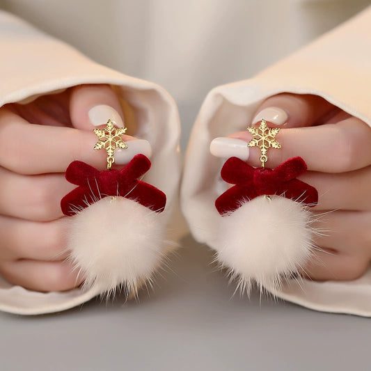 Fluffy and Adorable Christmas Earrings