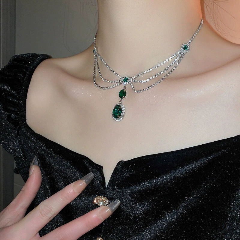 Elegant Green Necklace & Earrings Set(Available for individual purchase)