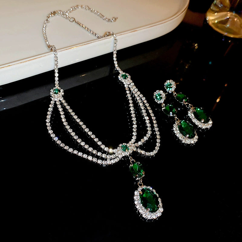 Elegant Green Necklace & Earrings Set(Available for individual purchase)