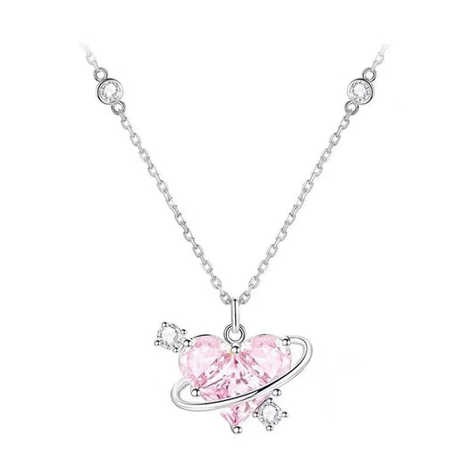 Sparkling Pink Heart Necklace