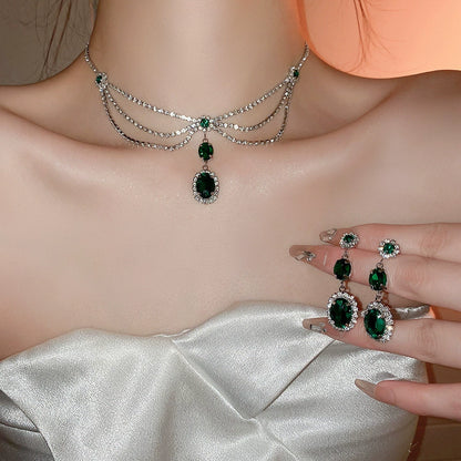 Elegant Green Necklace & Earrings Set(Available for individual purchase)